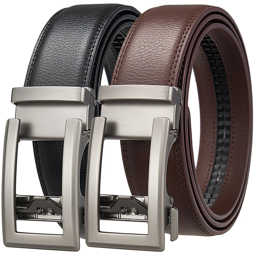 Men's Genuine Leather Business Belt – Luxury Buckle Finish