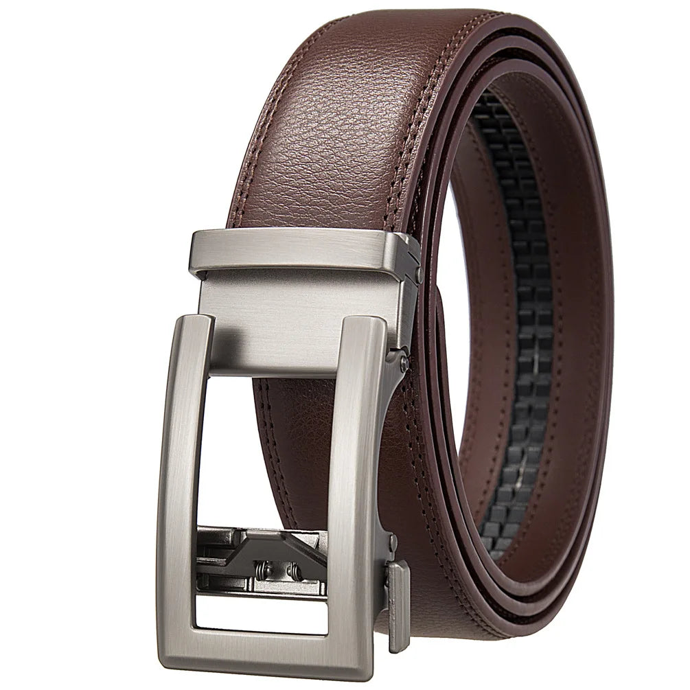 Men's Genuine Leather Business Belt – Luxury Buckle Finish