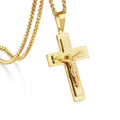 Stainless Steel Long Byzantine Chain Christian Crucifix Jesus Cross Pendants Necklaces for Men Necklace Religious Jewelry colar