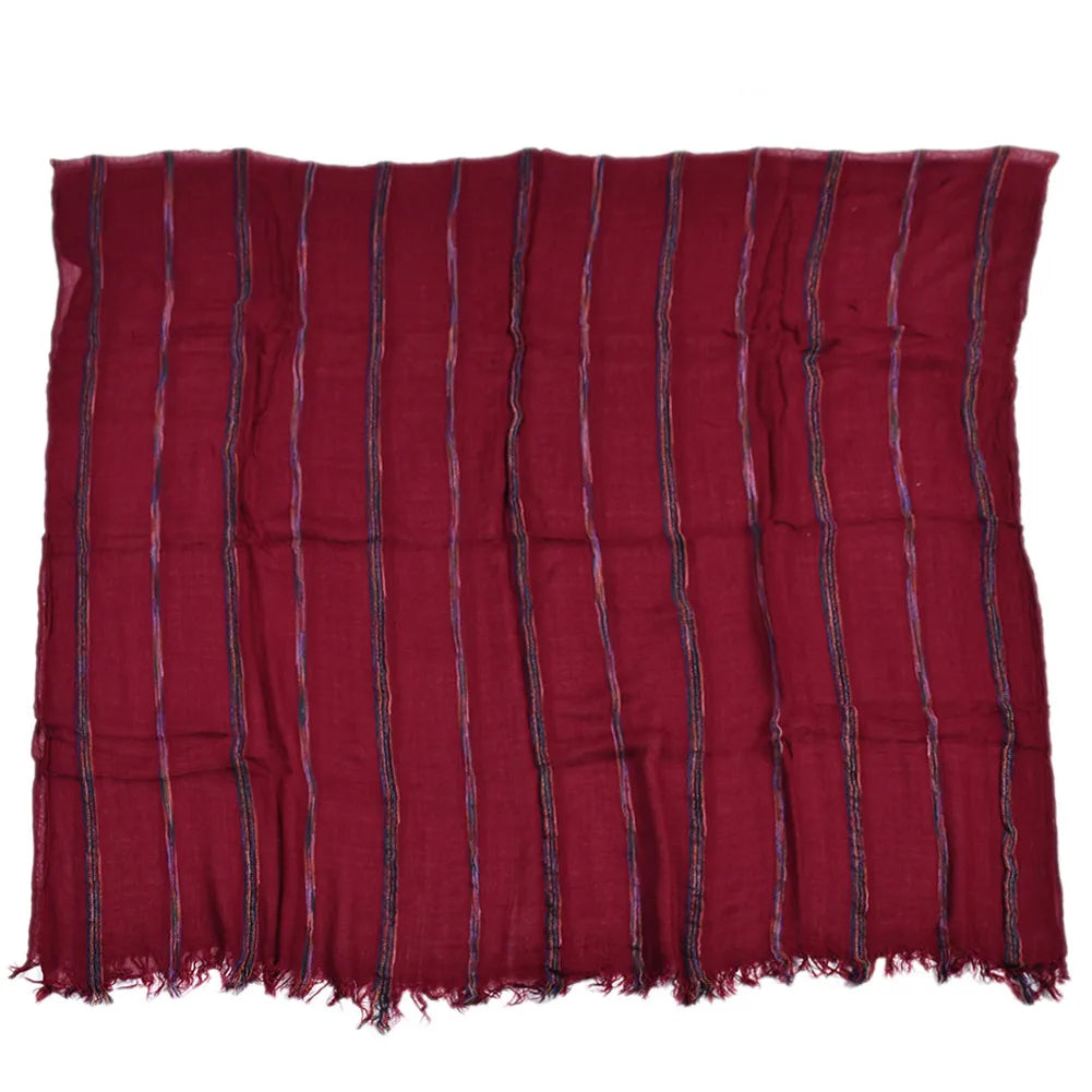 Men's Cotton Linen Striped Shawl Scarf