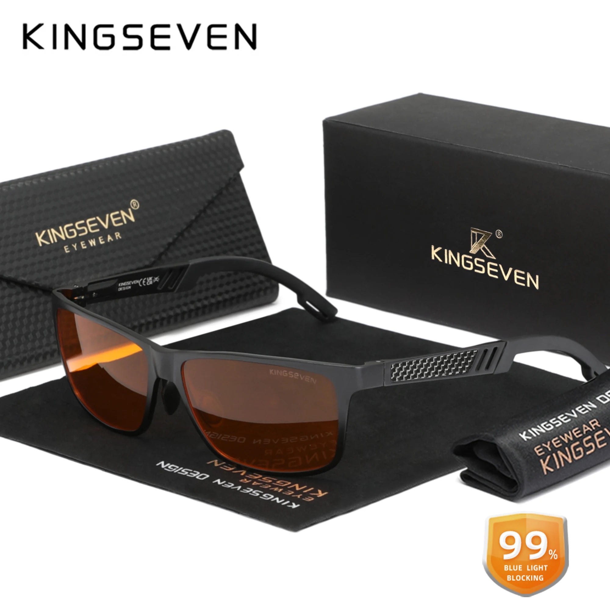 KINGSEVEN Blue Light Blocking Glasses Men/Women High Quality Aluminum Computer Anti-Blue Ray Reading Transparent Lens Eyeglasses