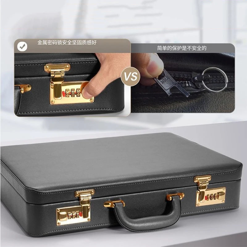 Large Format PU Leather Attaché Case | Multifunctional Document & Laptop Organiser