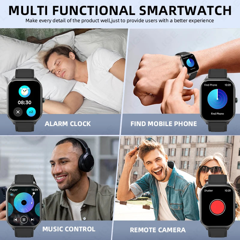 LIGE Smart Watch – 2.01" Display, 123+ Sport Modes, Bluetooth Calling, IP67