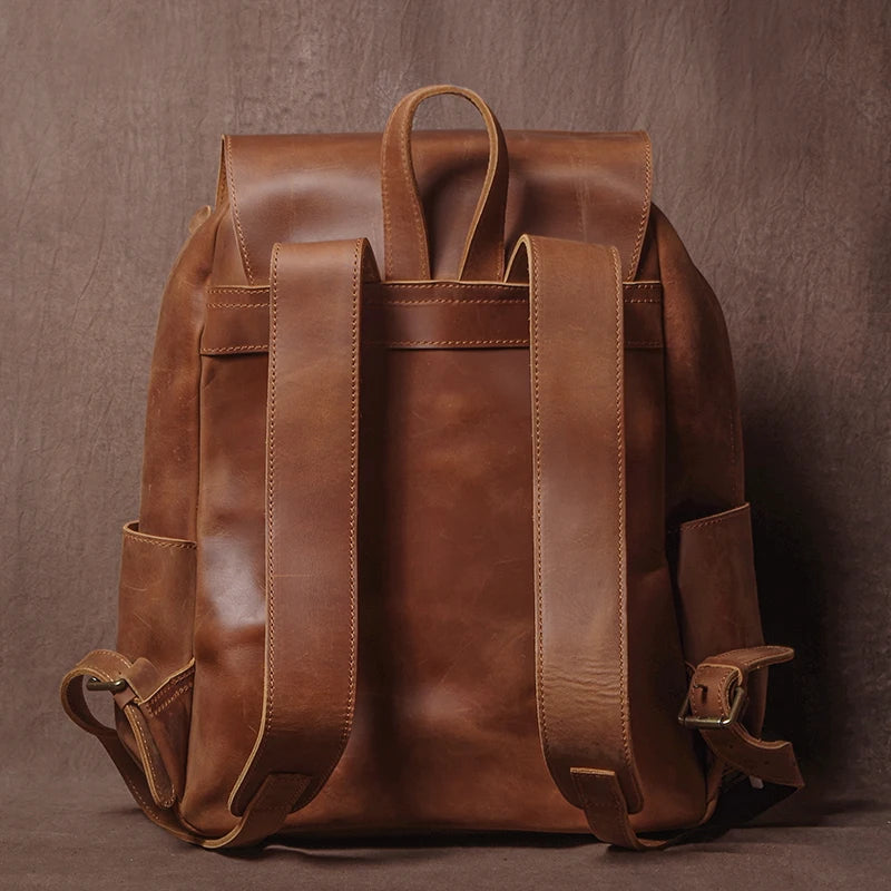 Guro Vintage Genuine Leather Backpack – Crazy Horse Cowhide, 16" Laptop, Travel