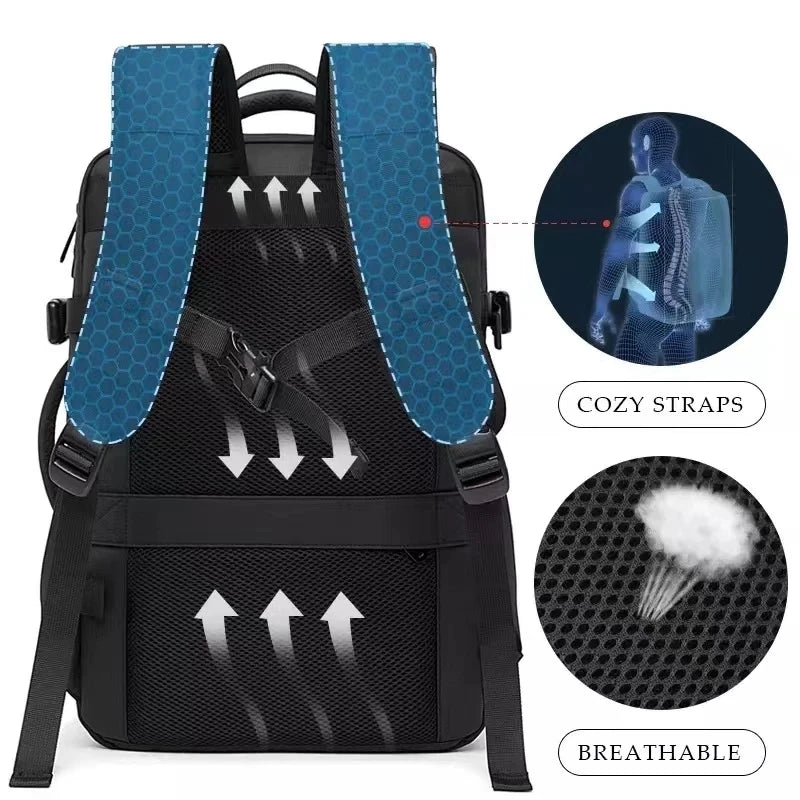 Bange BG-1908 Travel & Business Backpack – Expandable, USB, 17.3" Laptop, 37L/45L