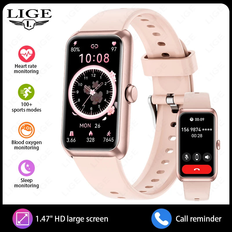LIGE T11 Fitness Tracker Smartwatch | IP68, Bluetooth Calling, Heart Rate & Sleep Monitor