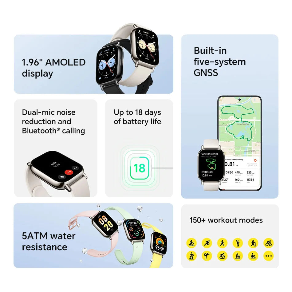 Global Version Xiaomi Redmi Watch 5 Lite 1.96'' AMOLED Screen Bluetooth GNSS 150+ Sport Modes Blood Oxygen 18 Days Battery Life