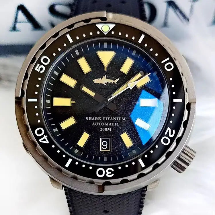 HEIMDALLR Men Automatic Watch 44mm Tuna Mechanical Wristwatch Titanium Case Luminous Diver 20Bar Waterproof Sapphire Sport NH35