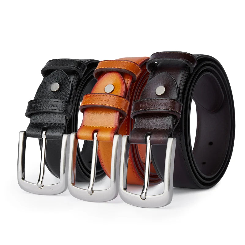 BISON DENIM Leather Pin Buckle Belt