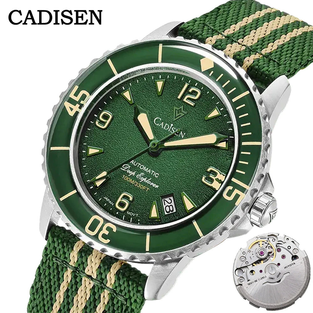 Cadisen 8239 Automatic Watch – Miyota 8215, Sapphire Crystal, 100m Water Resistant