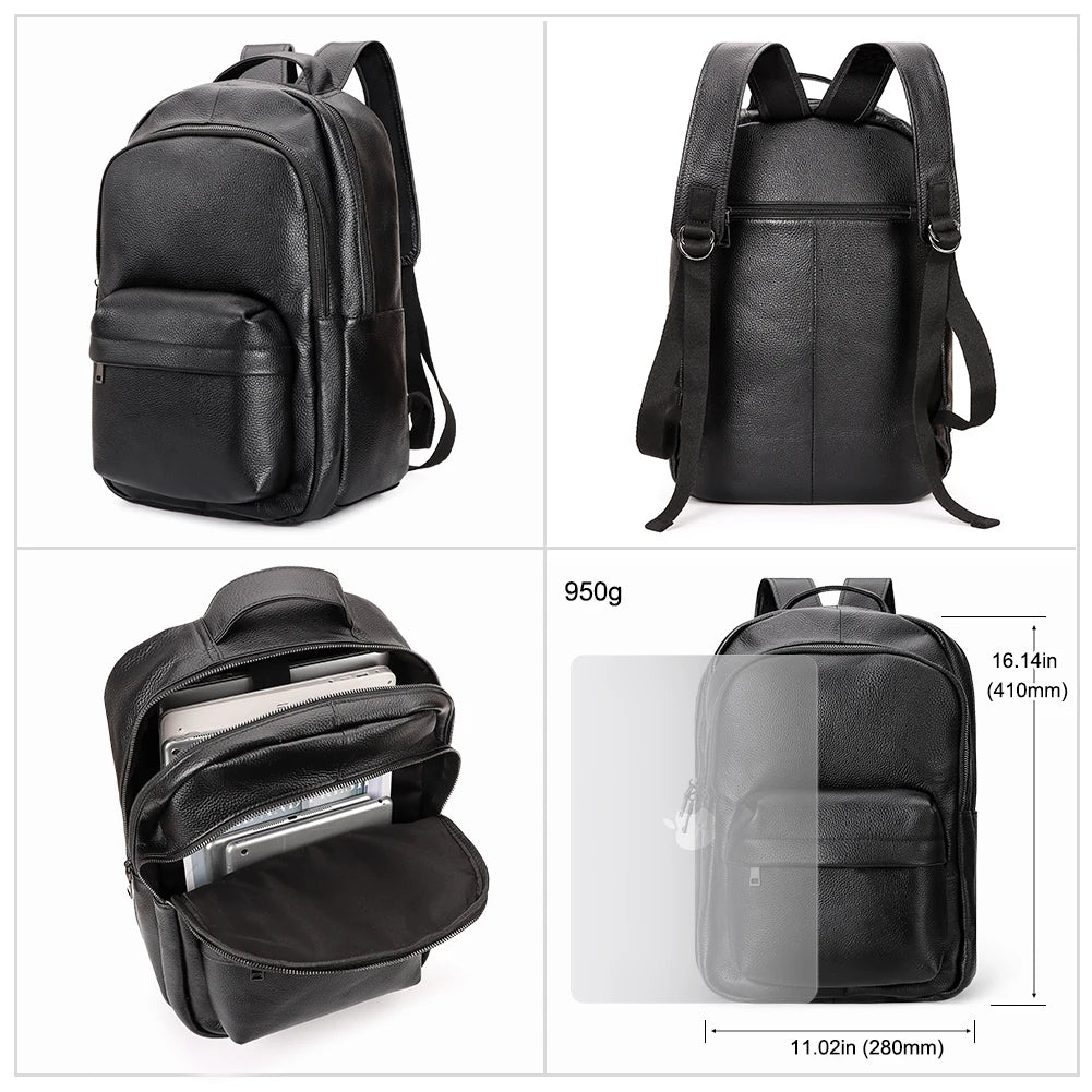 Genuine Leather Backpack for Men — Classic Laptop & Daily Carry