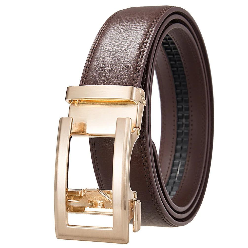 Men's Genuine Leather Business Belt – Luxury Buckle Finish