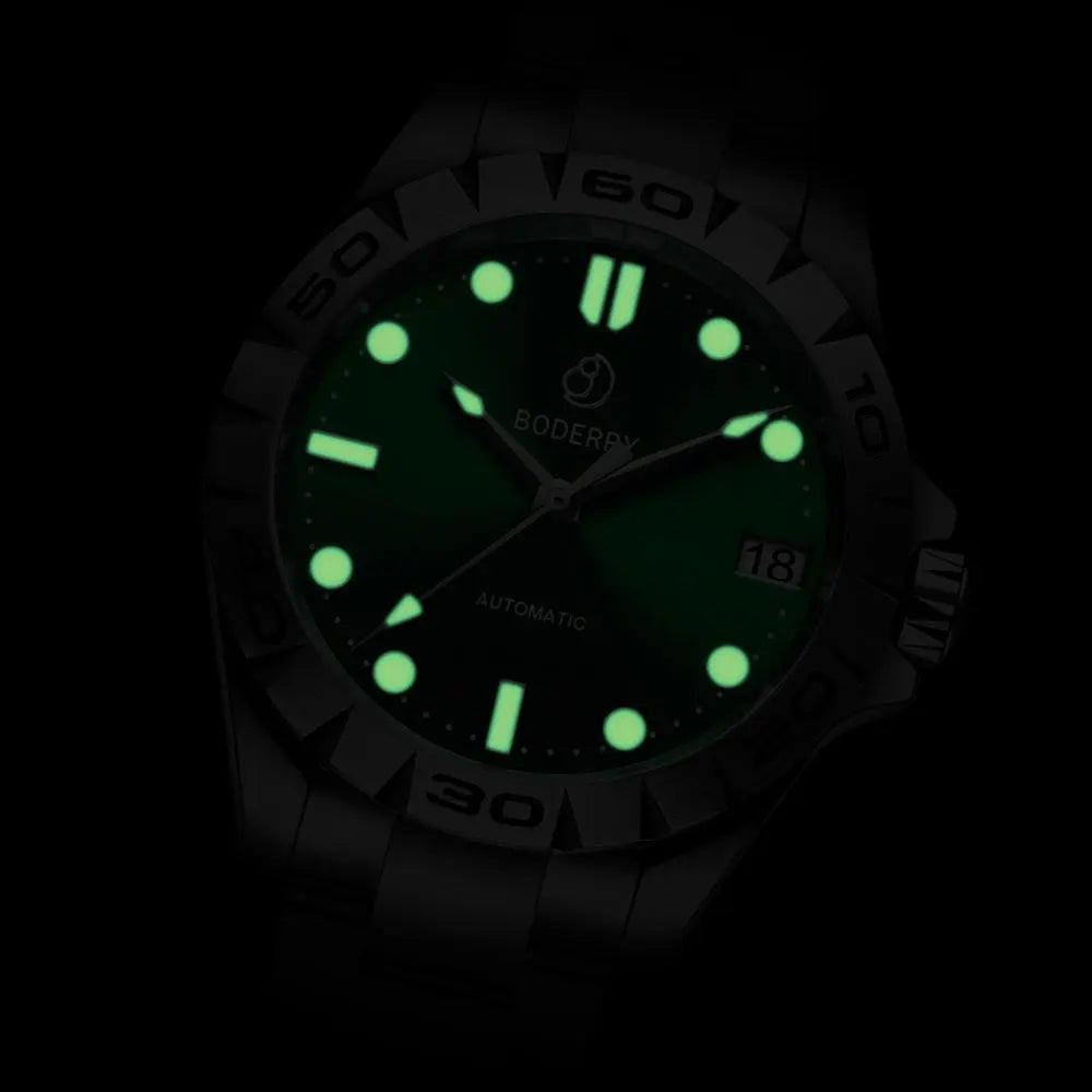 BODERRY Men Automatic Watch 41.5mm Military Mechanical Wristwatch 50m Waterproof Sapphire Mirror Luminous Hangzhou 7500