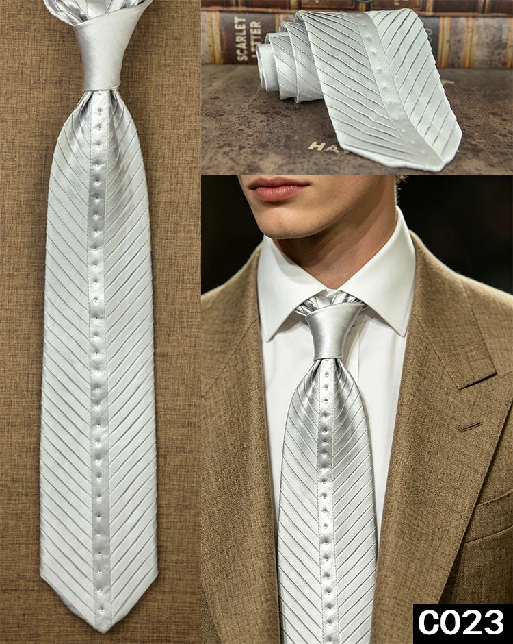 Men's Rhinestone Silk Jacquard Necktie – Paisley & Geometric | High-End