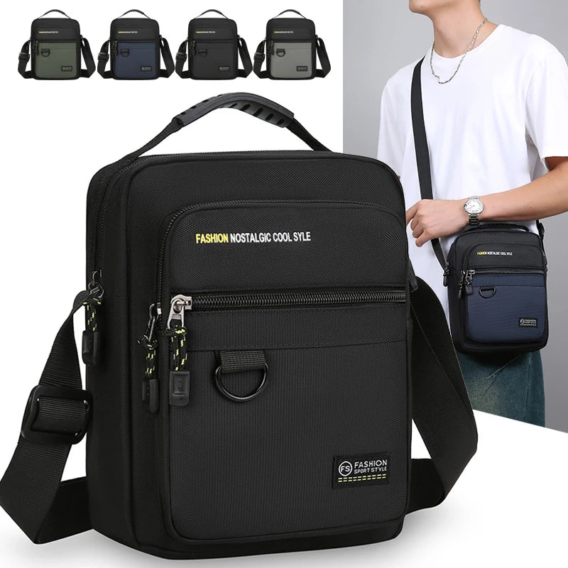 Men's Nylon Multi-Pocket Crossbody Bag – Large Capacity Shoulder Bag for Business & Daily Use