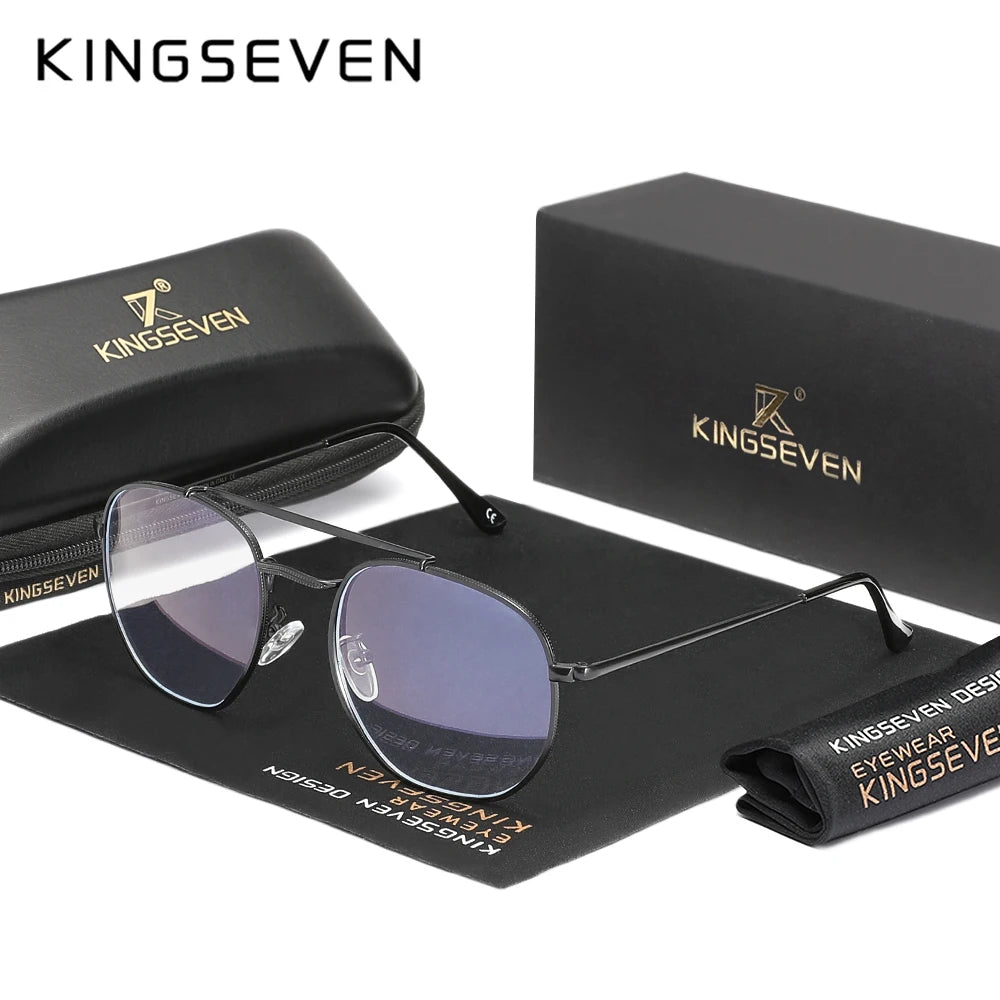 KINGSEVEN Round Blue Light Blocking Glasses | Alloy Frame