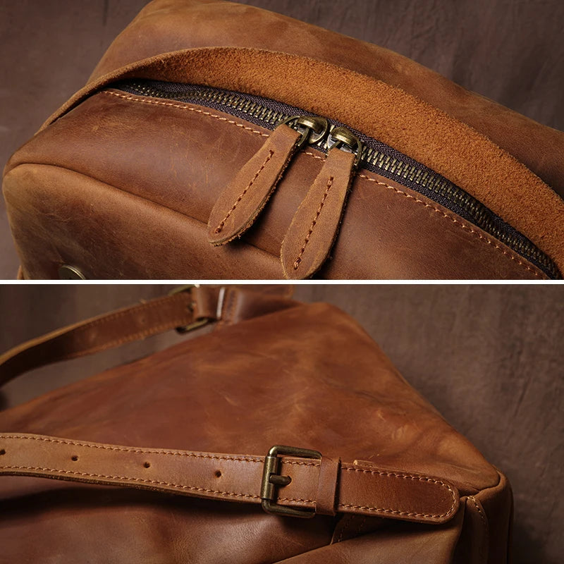Guro Vintage Genuine Leather Backpack – Crazy Horse Cowhide, 16" Laptop, Travel