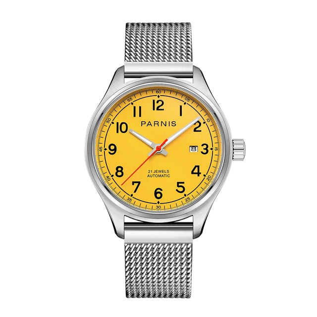 PARNIS Men Automatic Watch 43MM Luxury Mens Watches Self Wind Mechanical Wristwatch Military 50M Waterproof Relogio Miyota 821A