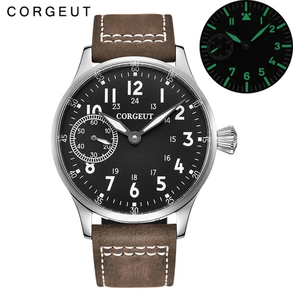 Corgeut 2002 Men's Hand-Wind Watch | Seagull 6497 | 17 Jewels | Leather Strap