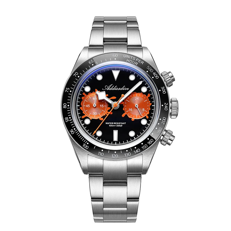ADDIESDIVE AD2520 Quartz Chronograph Watch – VK64, Ceramic Bezel, BGW9 Lume, 100m Water Resistant