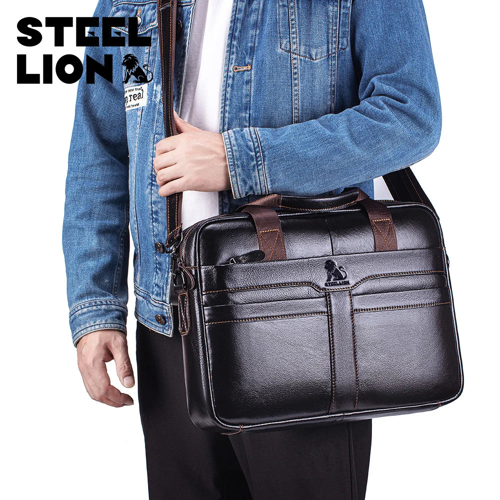 Steel Lion Genuine Leather Briefcase