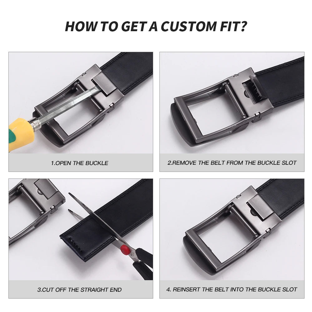 Men's Genuine Leather Business Belt – Luxury Buckle Finish