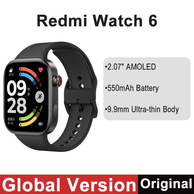 Redmi Watch 6 – 2.07" AMOLED, 550mAh Battery, GPS, 5ATM, Bluetooth Calling