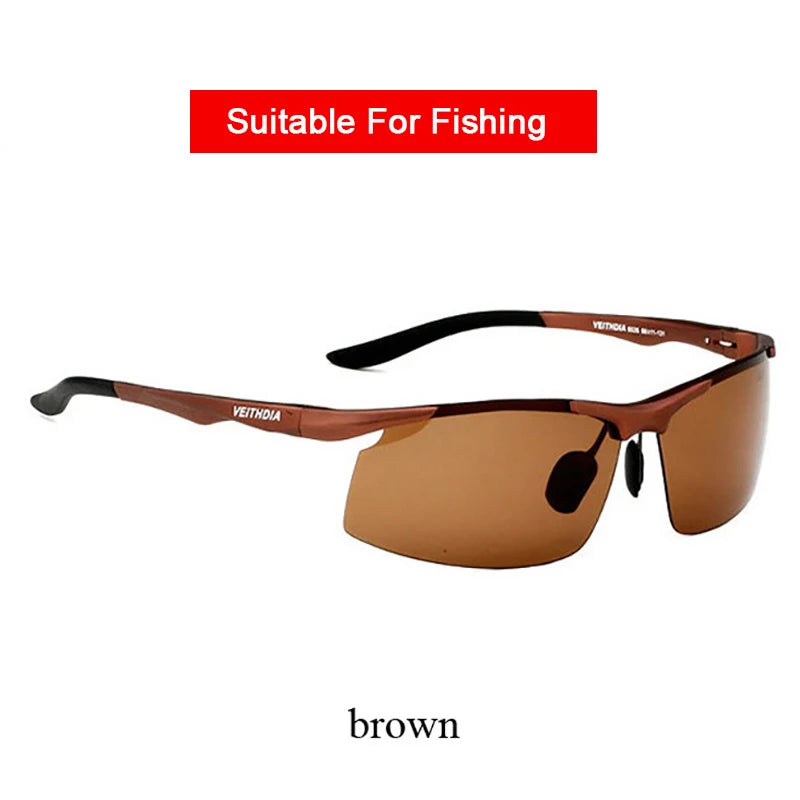 VEITHDIA Men's Sunglasse Outdoor Polarized UV400 Lens Rectangle Rimless Driving Fishing Sun Glasses Sports Eyewear For Male 6535