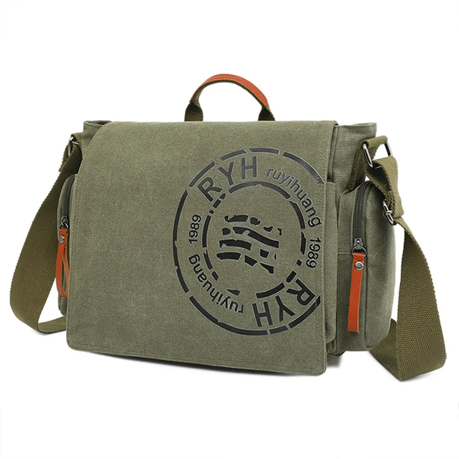 DIDA BEAR Canvas Messenger Bag | Large Capacity Travel & Weekend Briefcase