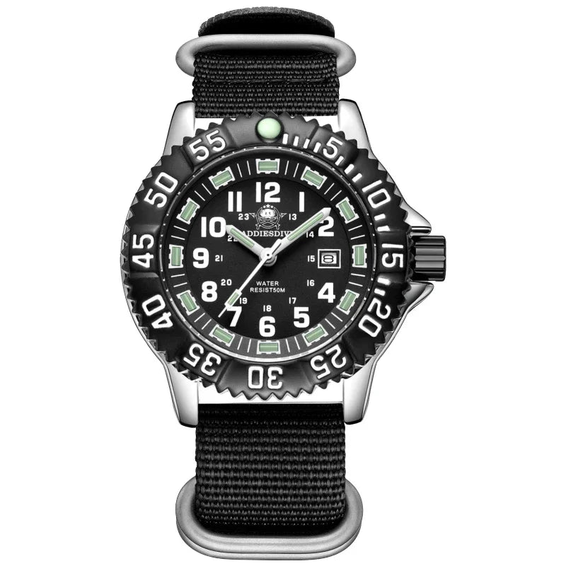 ADDIESDIVE MY-050S Sport Quartz Watch | Luminous | 50M Water Resistant | Nylon & Steel Strap