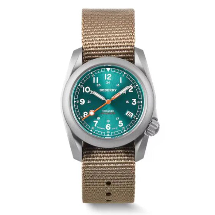 BODERRY Men Automatic Watch 40MM Pliot Titanium Mechanical Wristwatch 100m Waterproof Sapphire C3 Luminous Nylon Strap Sport