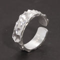 Real 925 Sterling Silver Mens Rings Open Type Hammer Pattern Retro Punk Viking Jewelry Resizable