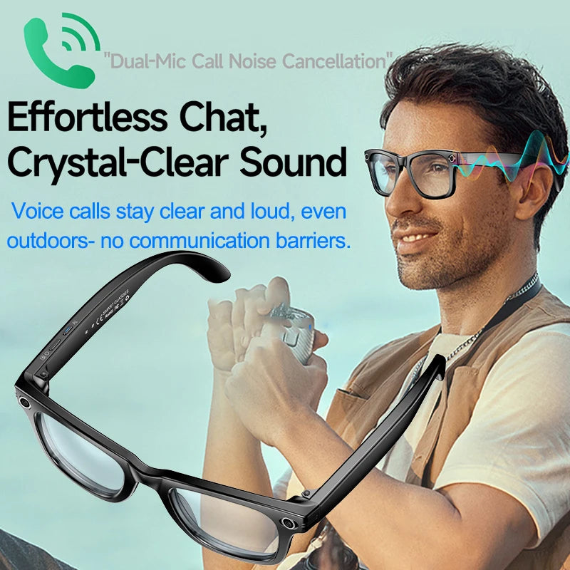LIGE AI Smart Glasses – 8MP Camera, 4GB, 12-Hour Music, AI Translation, 42g, IP65