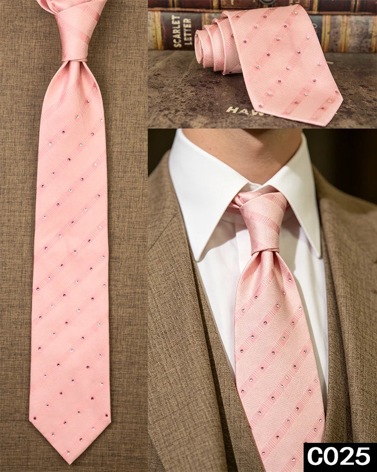 Men's Rhinestone Silk Jacquard Necktie – Paisley & Geometric | High-End