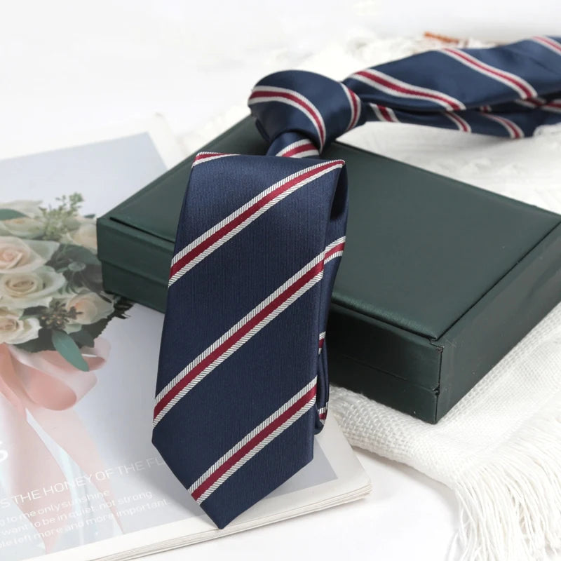 Men's Slim Navy Blue Necktie – Solid Polyester | 6cm