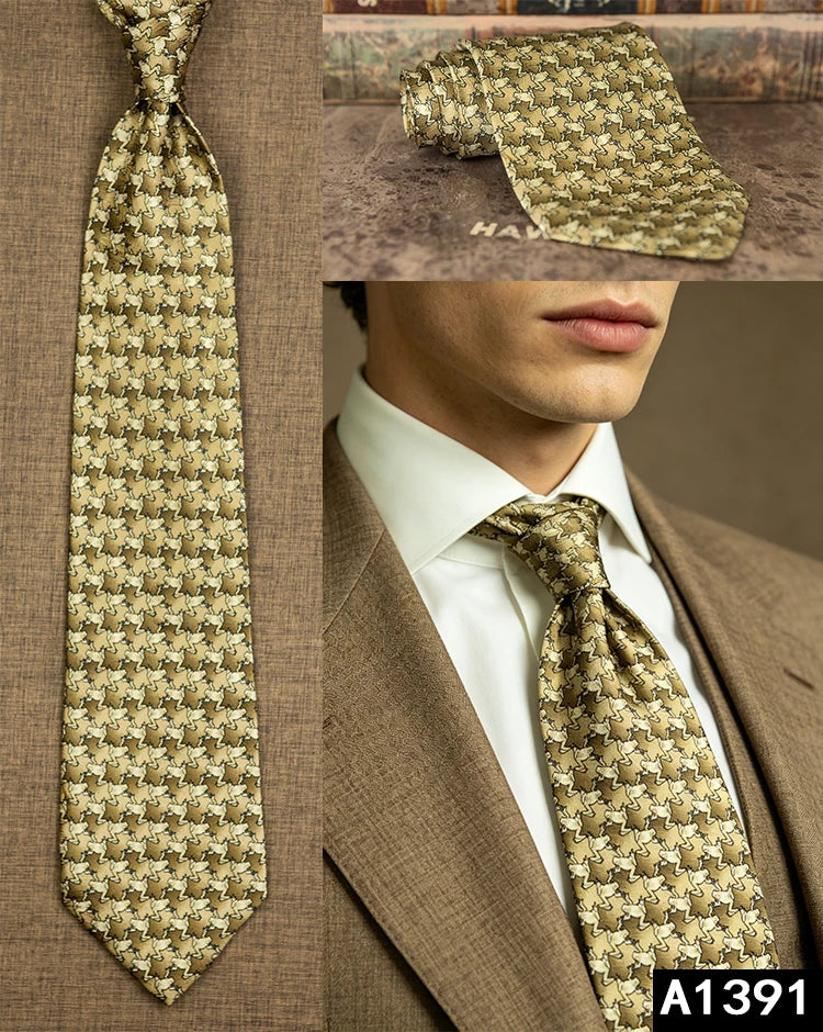 100% Silk Men's Printed Necktie – Vintage & Novelty Collection