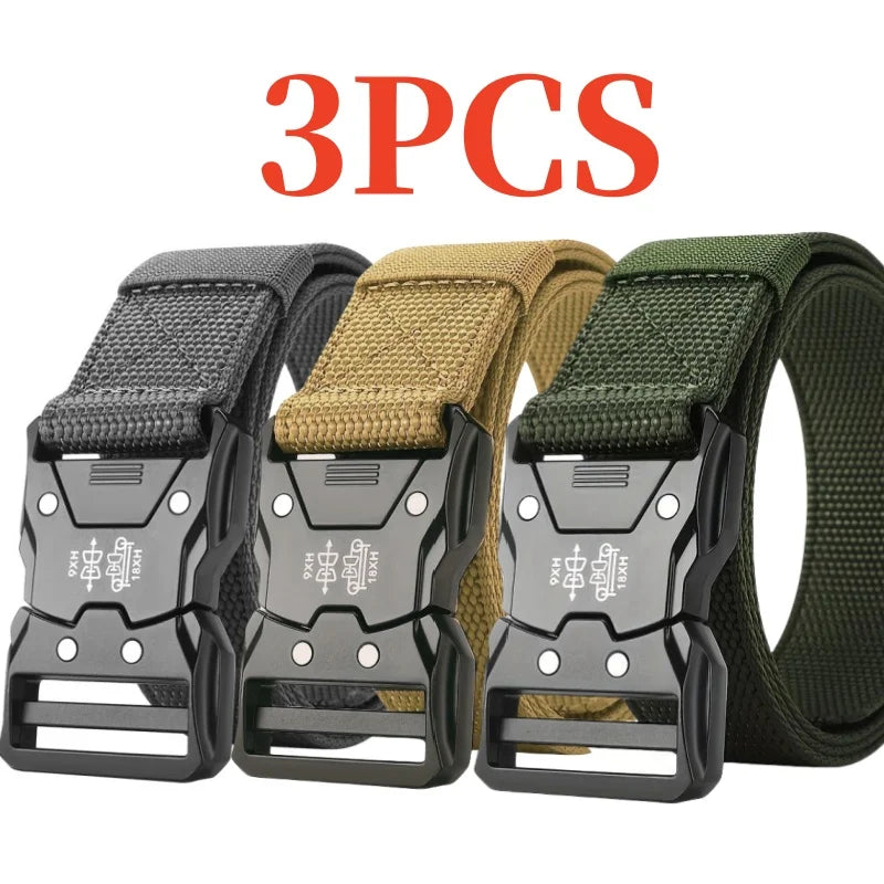 3 pairs of men's nylon belts, outdoor sports casual work pants jeans belt, suitable for daily commuting, suitable for holiday gi