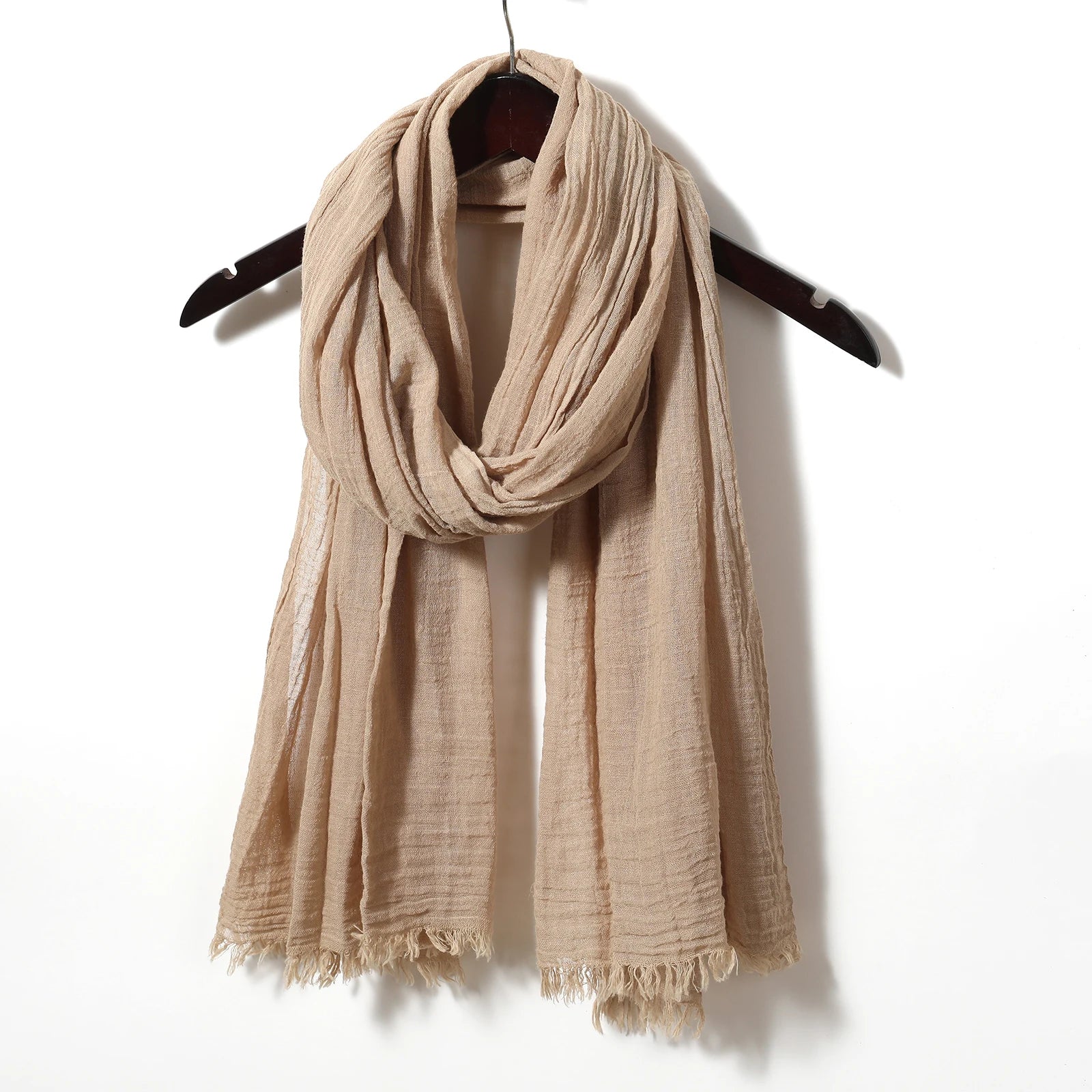 Unisex Cotton Linen Solid Scarf