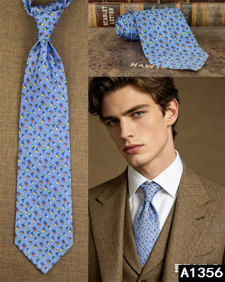 100% Silk Men's Printed Necktie – Vintage & Novelty Collection