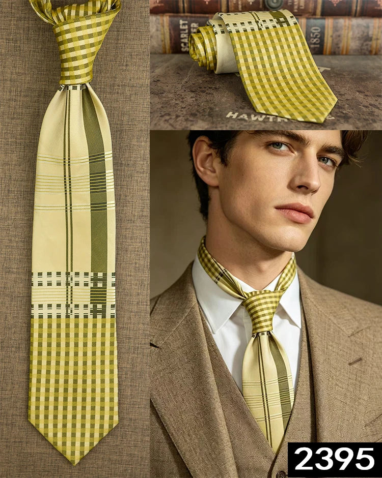 Men's 100% Silk Jacquard Necktie – Geometric, Floral, Checked & Solid