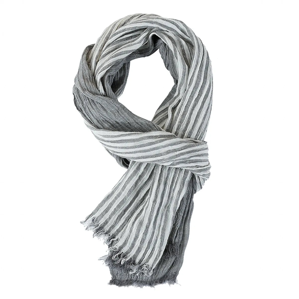 Men's Striped Cotton Linen Scarf | Neckerchief & Shawl