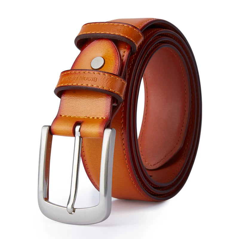 BISON DENIM Leather Pin Buckle Belt