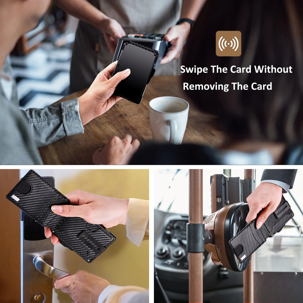 Carbon Fibre RFID Minimalist Wallet with Pop-Up Card Slide