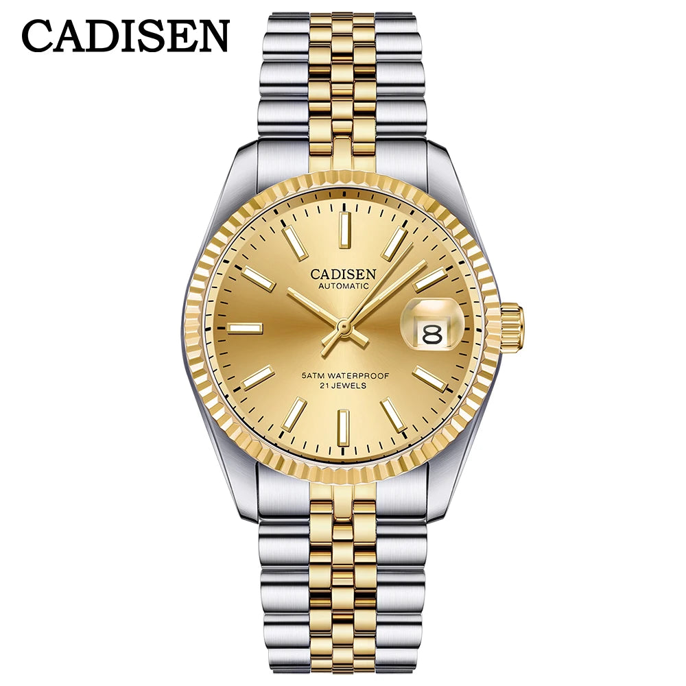 Cadisen C8053 Automatic Watch – Miyota 8215, Sapphire Crystal, Gold & Steel Finish