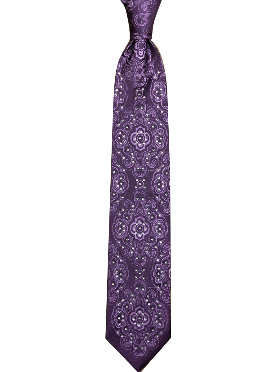 Men's Rhinestone Silk Jacquard Necktie – Paisley & Geometric | High-End