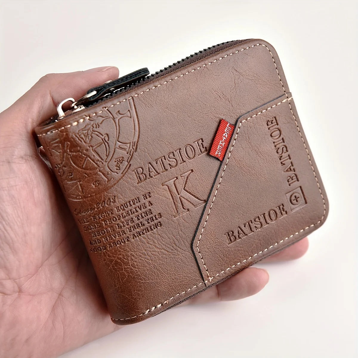 Wax Oil PU Zip-Around Wallet