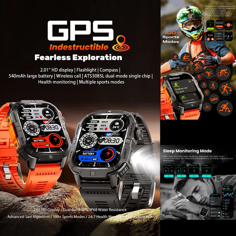 ZODVBOZ GTH3 Smartwatch | 2.01" Screen, 6-Satellite GPS, IP68 & Bluetooth Calling
