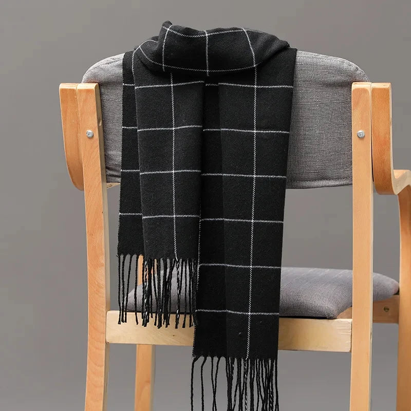 Plaid Cashmere-Feel Scarf – Warm Pashmina Shawl & Wrap | Men's