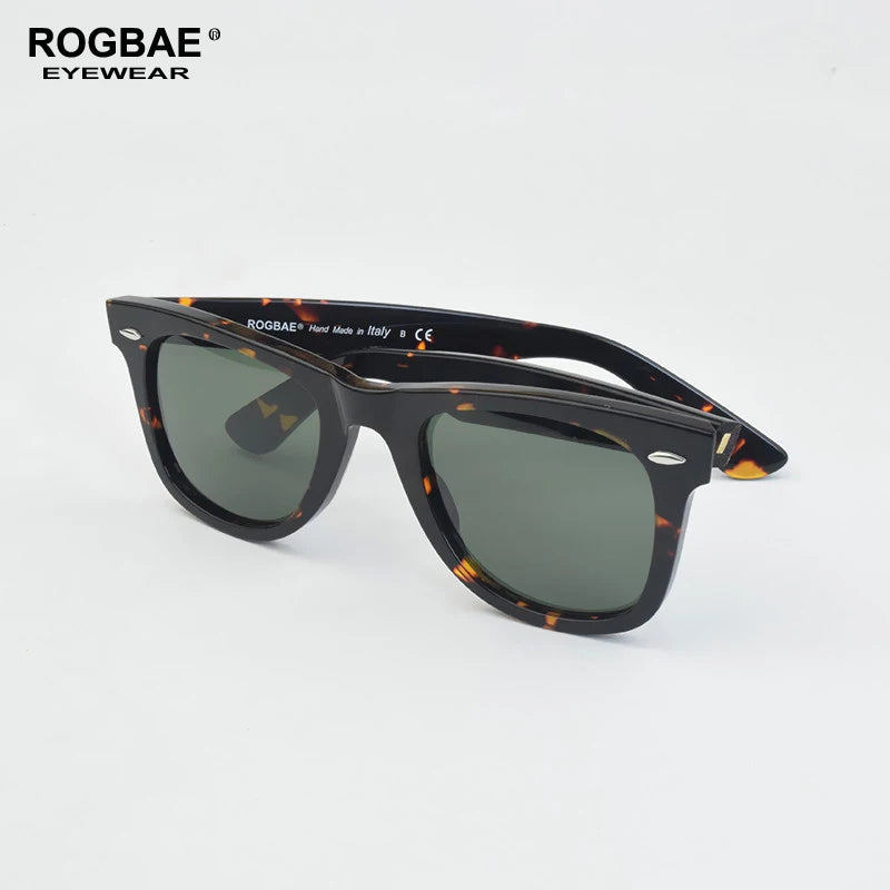 ROGBAE 214B Square Acetate Sunglasses — Glass Lens
