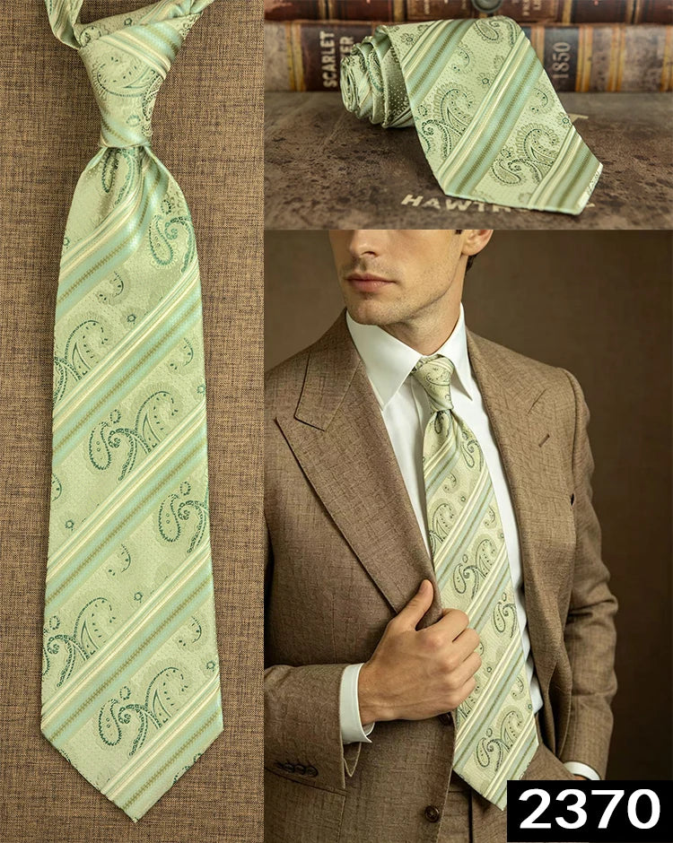 Men's 100% Silk Jacquard Necktie – Geometric, Floral, Checked & Solid